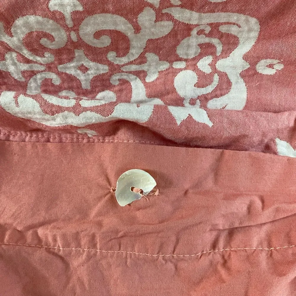 West Elm Coral and White Duvet Cover Set